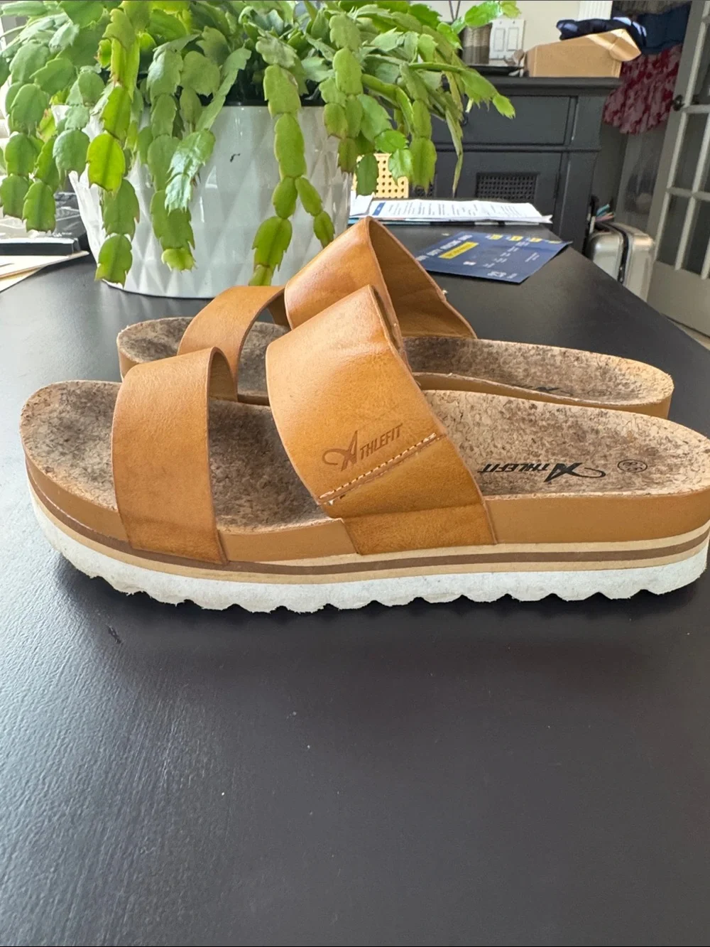 Athlefit dual strap platform slide sandals-size 8.5